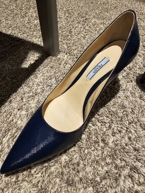 Prada Navy Pointed-Toe Leather Pumps